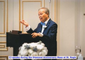 CJ speaks during the Diamond Anniversary Mass at St. Regis